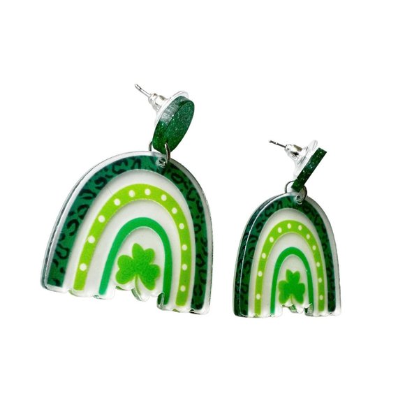 St Patrick's Day Earrings Shamrock Rainbow Shaped Dangle Whimsical New P… - Picture 4 of 12